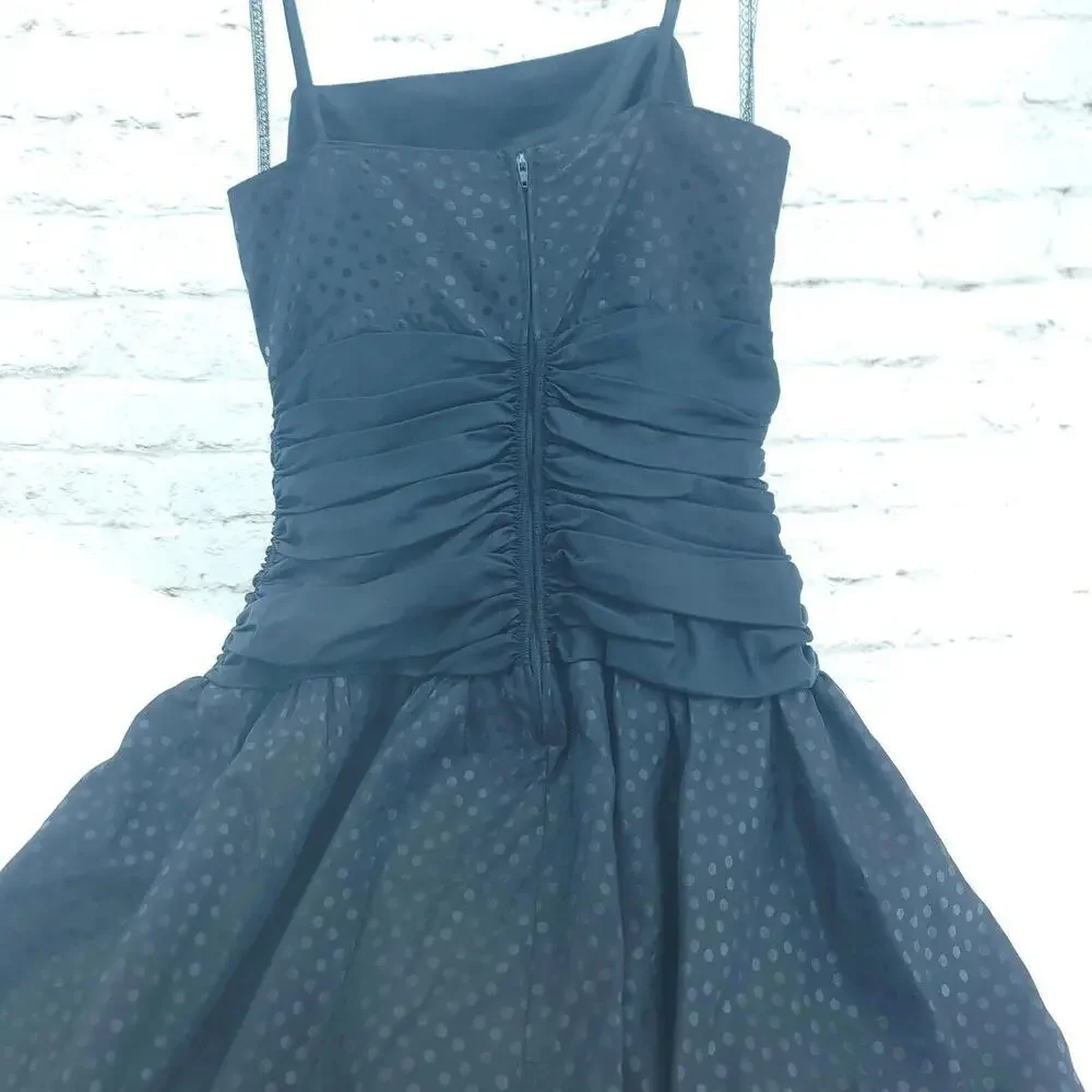 Vintage Black Spaghetti Straps Voluminous Silhouette Punk Dress Modern Size 4-6